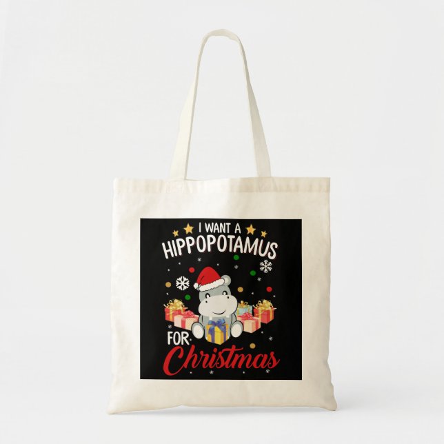 Tote Bag Je Veux Un Hippopotame Pour La Chemise De Noël (Devant)