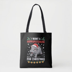 Tote Bag Je veux un hippopoténuse pour Noël Prof de maths