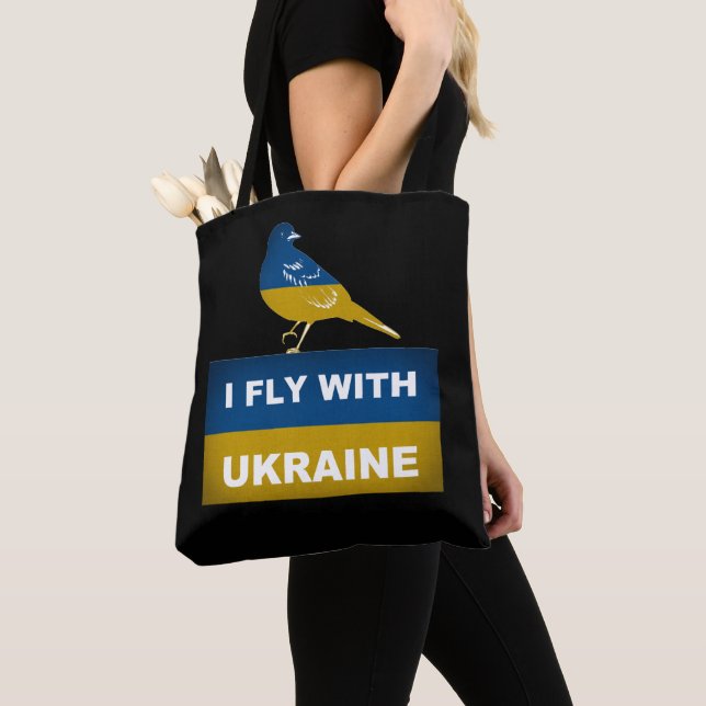 Tote Bag Je vole avec l'Ukraine, oiseau Nightingale Nationa (De près)