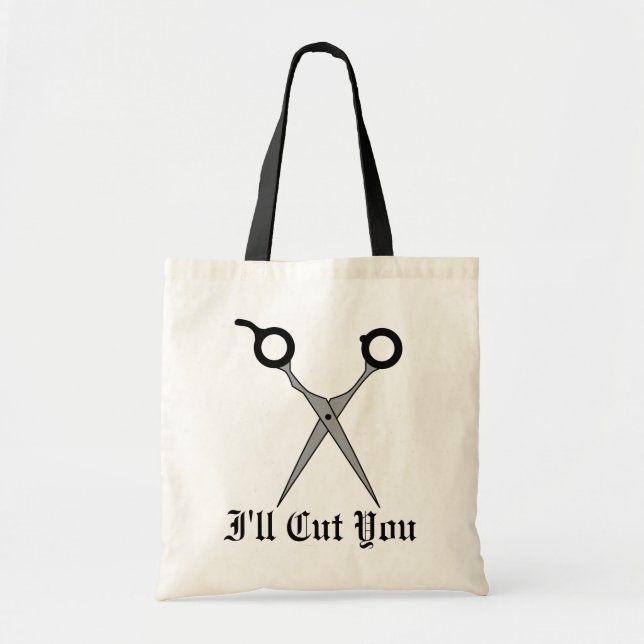 Tote Bag Je vous couperai (les ciseaux de coupe de cheveux (Devant)
