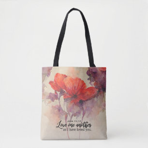 Tote Bag Jean 15:12 Aimez-Vous Une Autre Bible Verse Rouge 