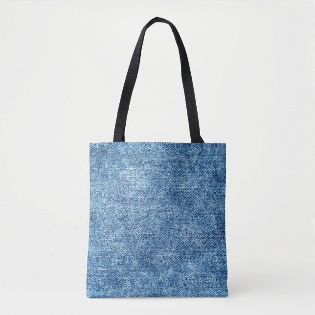 Tote Bag Jeans en bleu acide. Denim arrière - plan, texture (Devant)