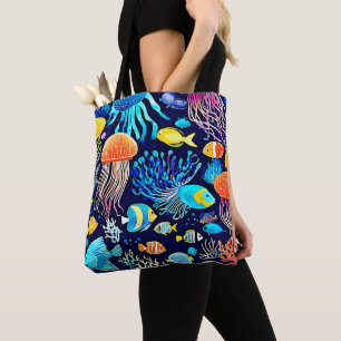 Tote Bag Jellyfish & Fish : Plaisir marin profond