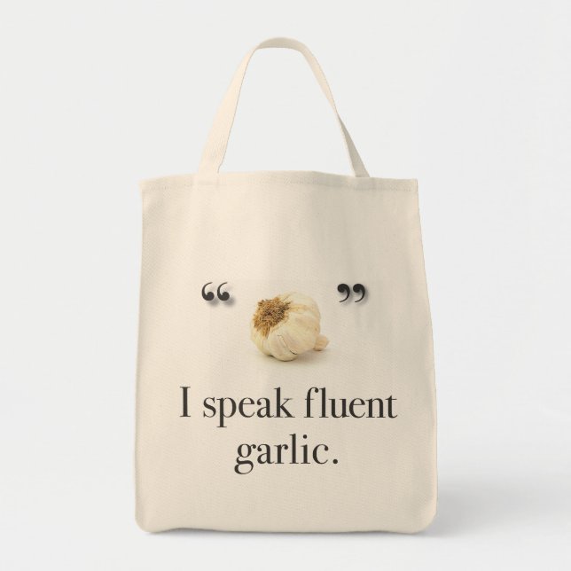 Tote Bag "J'épicerie fourre-tout parle ail fluide" (Devant)