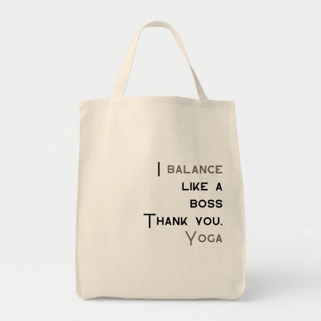 Tote Bag J'Équilibre Comme Un Patron, Merci Yoga, Cool De Y (Devant)