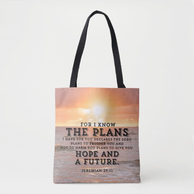 Tote Bag Jérémie 29:11 Car je connais les plans Sunrise (Devant)