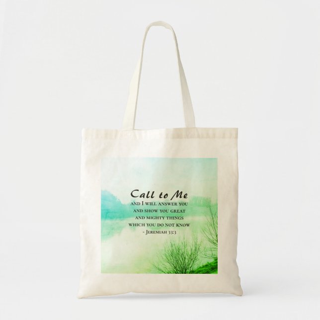 Tote Bag Jérémie 33:3 Appelle-Moi et Je Te Répondrai (Devant)