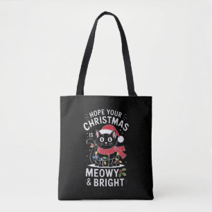 Tote Bag J'espère que votre Noël est félin et lumineux Chat
