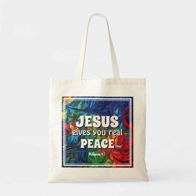 Tote Bag JÉSUS Abstrait VOUS DONNE UNE VRAIE PAIX (Devant)