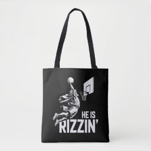 Tote Bag Jésus Basketball Il Est Drôle Rizzin' Chrétien