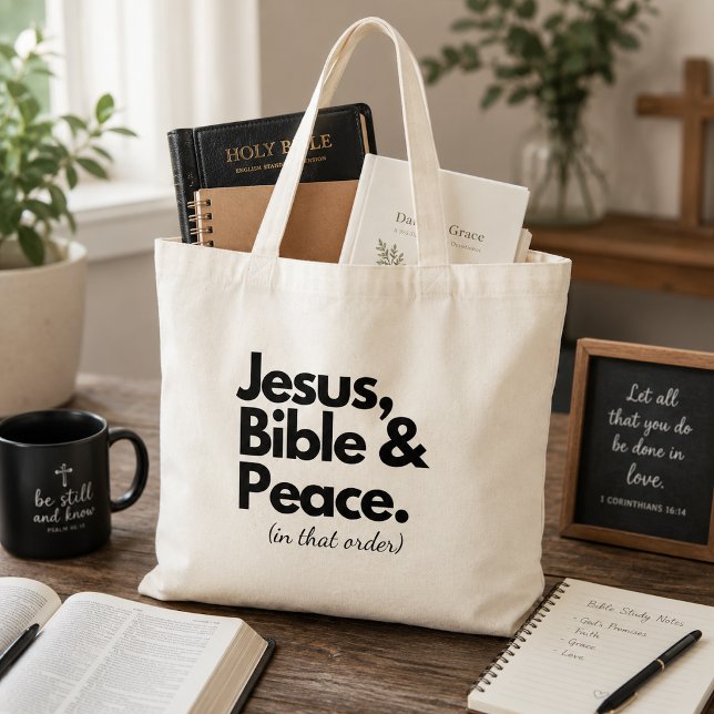 Tote Bag Jésus Bible Paix Foi Chrétienne (Créateur téléchargé)