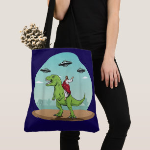 Tote Bag Jésus chevauchant un dinosaure dans une galaxie ex