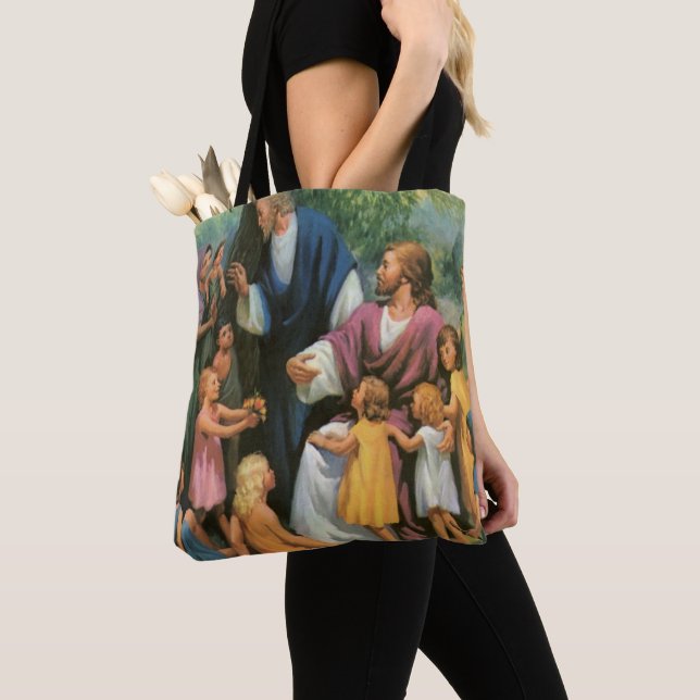 Tote Bag Jésus-Christ bénissant les enfants, religion vinta (De près)