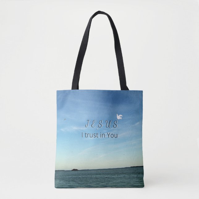 Tote Bag Jesus & Dove Peaceful Sky Artwork (Devant)