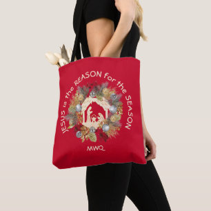 Tote Bag JÉSUS EST LA RAISON DU Monogramme Noël