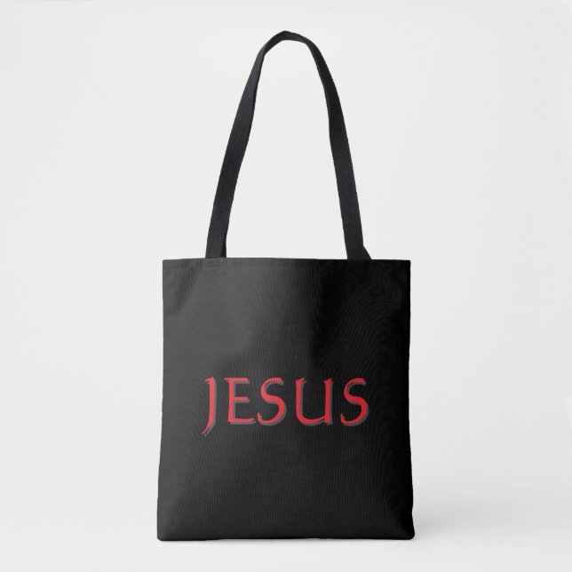 Tote Bag Jésus Noir et Rouge  (Devant)