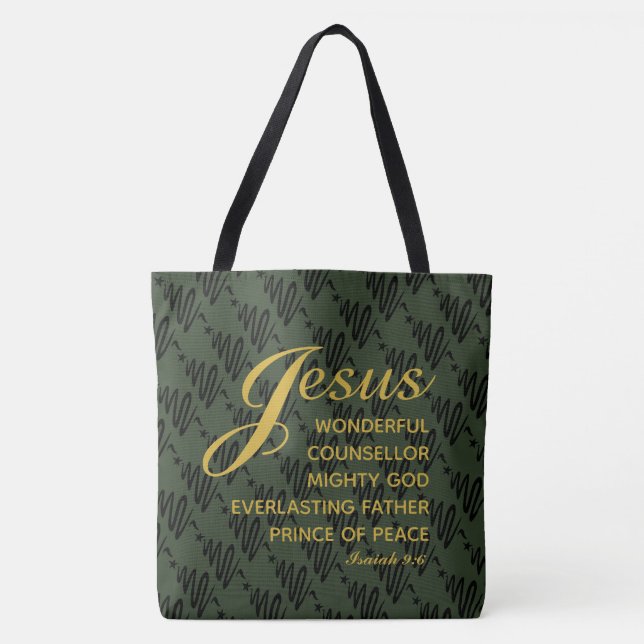 Tote Bag JÉSUS PRINCE DE LA PAIX Écriture Isaïe grand (Devant)