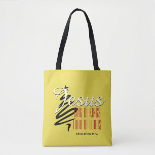 Tote Bag JÉSUS ROI DES ROIS Christian Yellow Noël