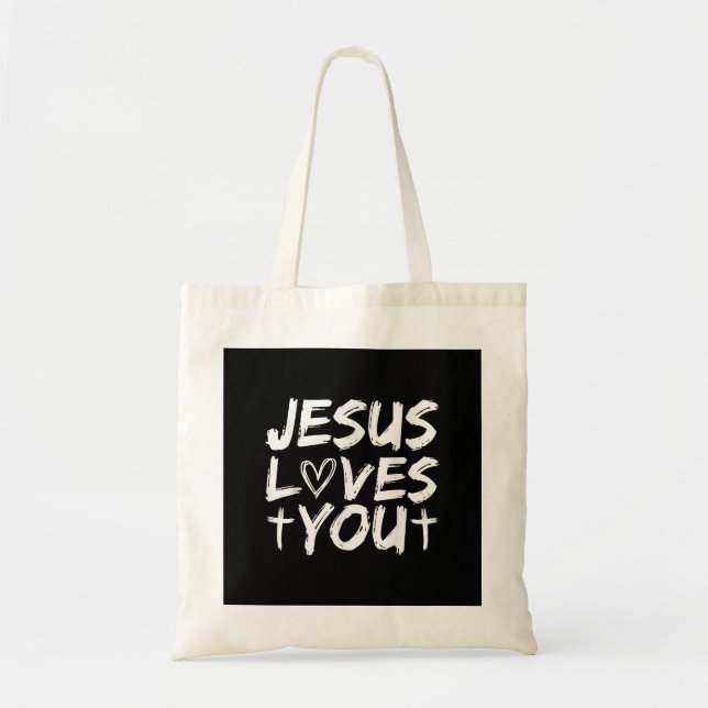 Tote Bag Jésus t'aime, Jésus (Devant)