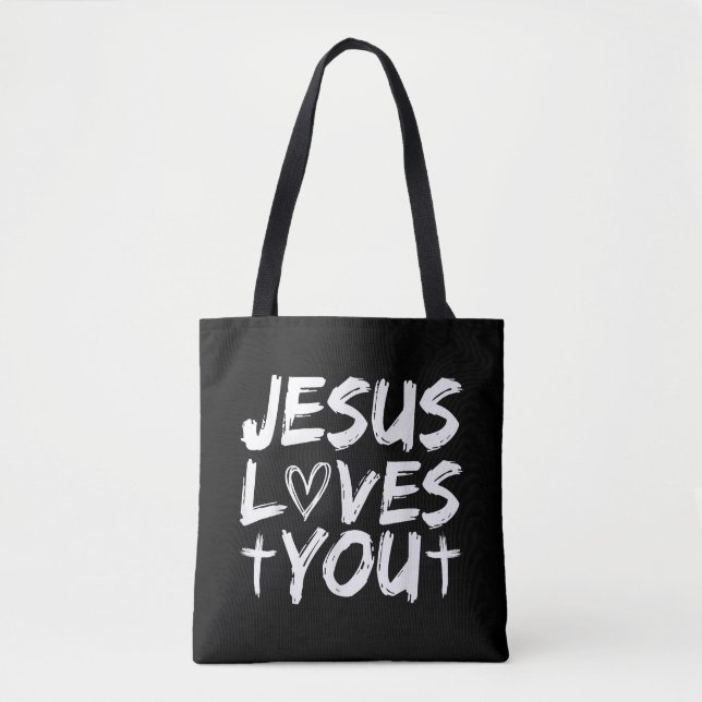 Tote Bag Jésus t'aime, Jésus (Devant)