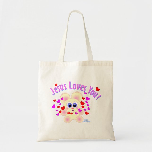 Tote Bag Jésus vous aime conception d'ours de nounours (Devant)