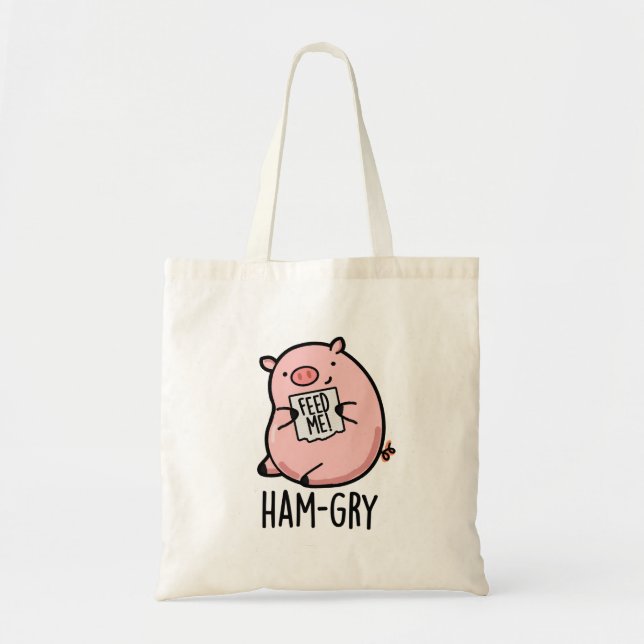 Tote Bag Jeu de cochon animal amusant qui a faim de jambon (Devant)