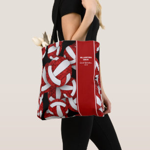 Tote Bag jeu de volley-ball blanc rouge fin de saison cadea