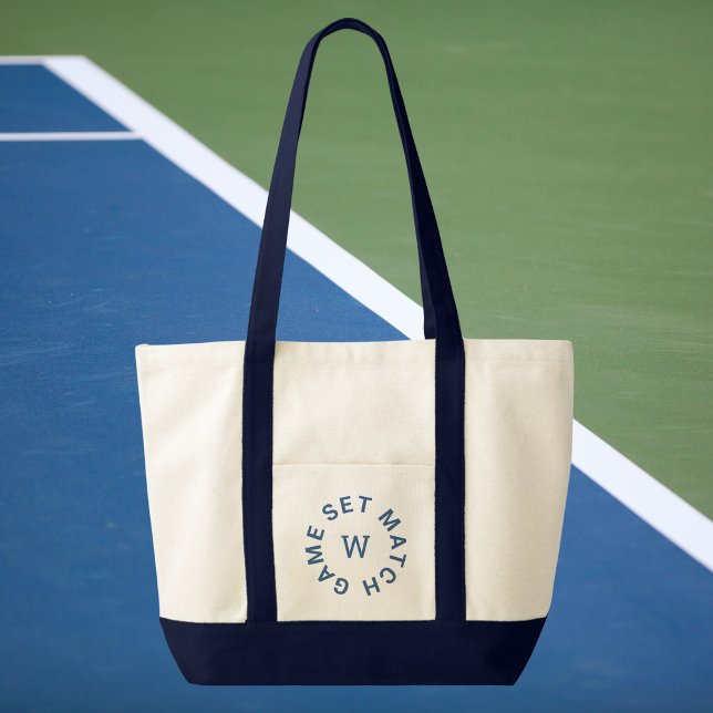 Tote Bag Jeu Match Blue Monogram Navy Trim Tennis (Créateur téléchargé)