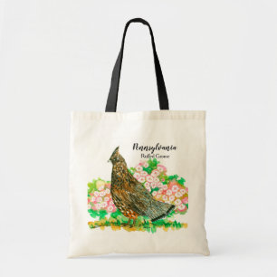 Tote Bag Jeu Oiseau Rouffed Grouse Montagne Laurel Fleurs