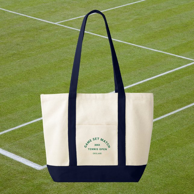 Tote Bag Jeu Set Match Crest Vert Finition Navy Tennis (Créateur téléchargé)