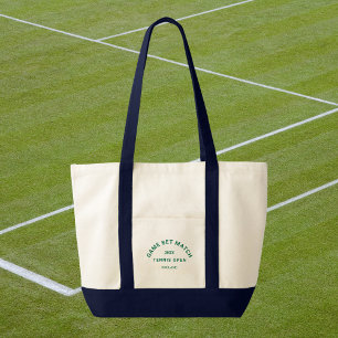 Tote Bag Jeu Set Match Crest vert garniture Navy Tennis