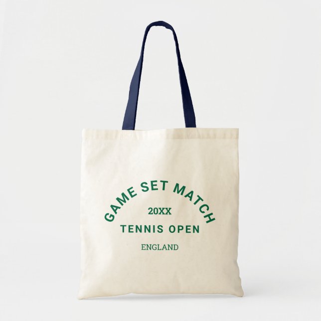Tote Bag Jeu Set Match Green Crest Navy Handle Tennis (Devant)
