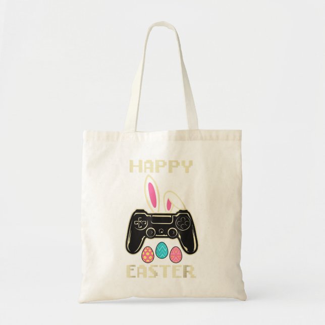 Tote Bag Jeu Vidéo Pâques Bunny Gaming Contrôleur Gamer Bo (Devant)