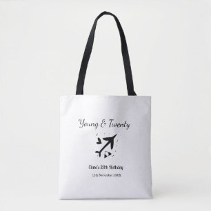 Tote Bag Jeune et vingt aventure joyeux anniversaire nom