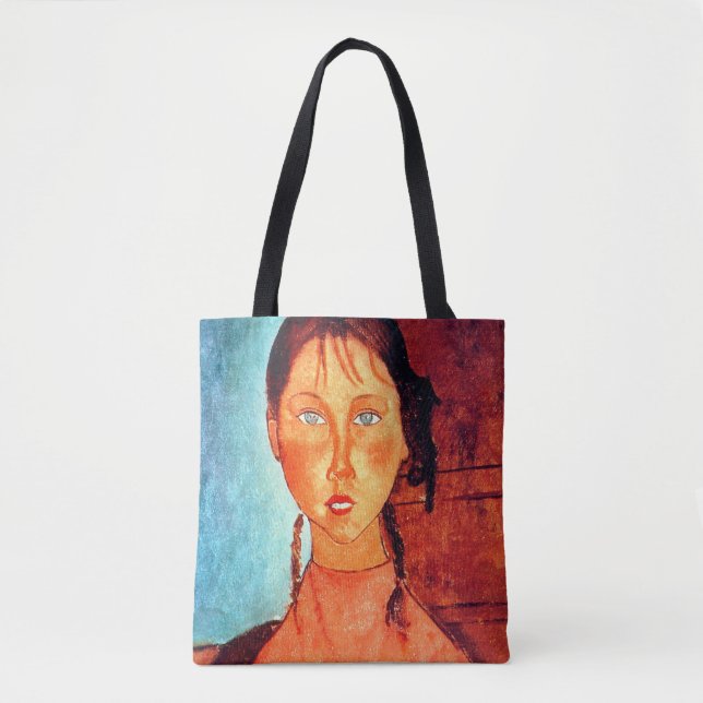 Tote Bag Jeune fille aux nattes, Modigliani (Devant)