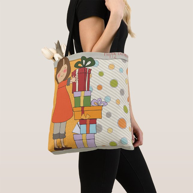 Tote Bag Jeune fille Joyeux anniversaire (Créateur téléchargé)