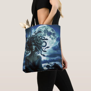 Tote Bag Jeune jolie méduse par la lune et l'océan