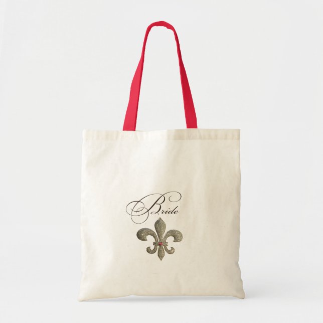 Tote Bag Jeune mariée Bling de Fleur de lis NOLA (Devant)