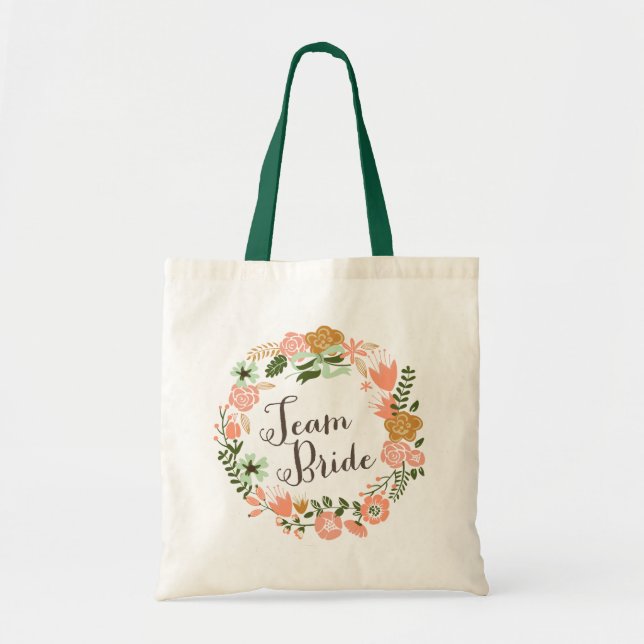 Tote Bag Jeune mariée florale botanique d'équipe de (Devant)