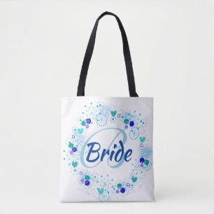 Tote Bag Jeune mariée ma quelque chose monogramme bleu