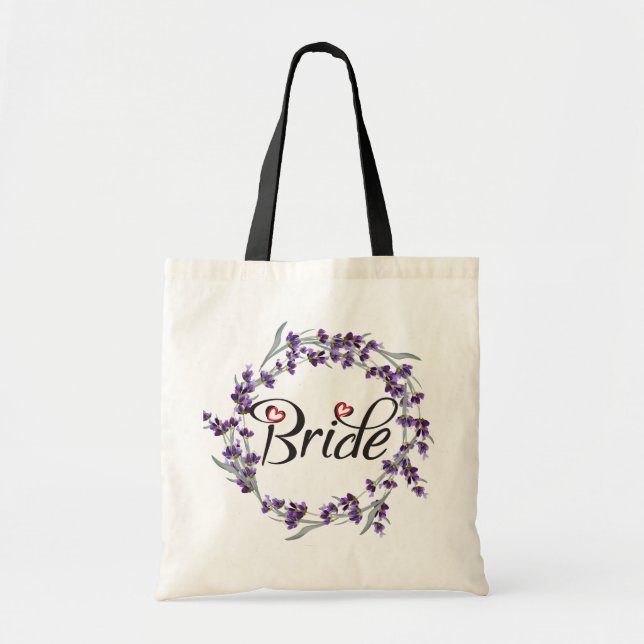 Tote Bag Jeune mariée pourpre florale de calligraphie de (Devant)