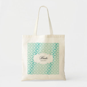 Tote Bag Jeune mariée verte et turquoise en bon état de