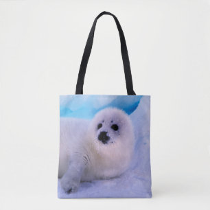 Tote Bag Jeune phoque de la harpe recouvert de flocons de n