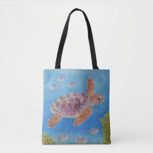 Tote Bag Jeune tortue marine caouanne