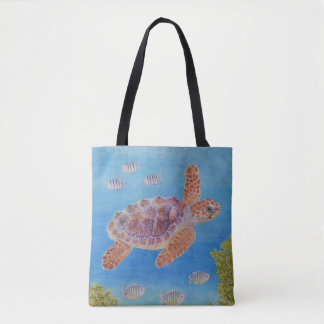 Tote Bag Jeune tortue marine caouanne