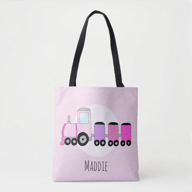 Tote Bag Jeunes filles mignonnes Train de transport rose (Devant)
