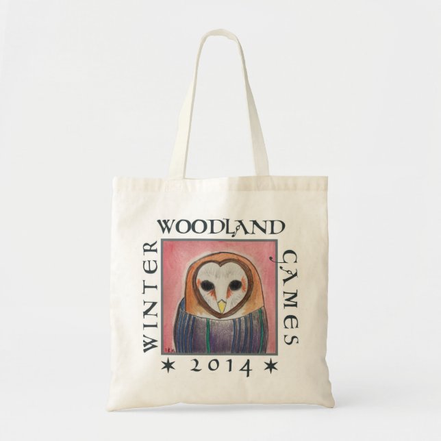 Tote Bag jeux de région boisée d'hiver de capot de hibou (Devant)