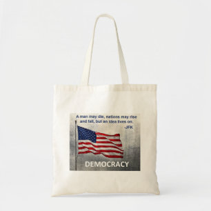 Tote Bag JFK Citation Démocratie Drapeau américain Design