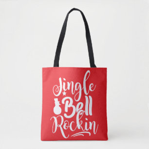 Tote Bag Jingle Bell Rockin Festive Rouge & Blanc