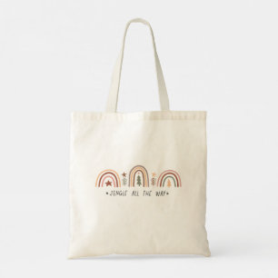 Tote Bag Jingle tout le chemin Boho Noël rose rouge vert